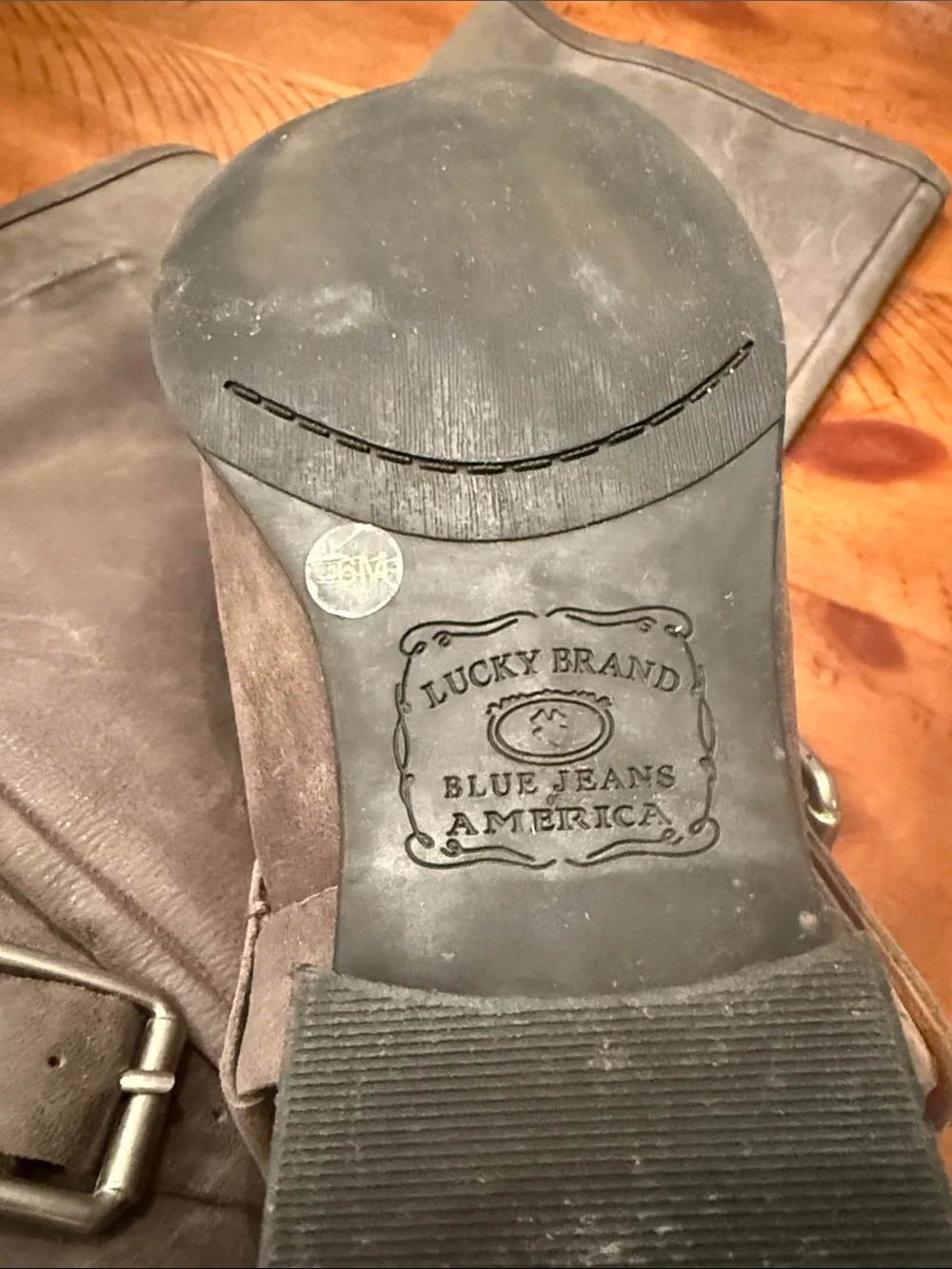 Lucky Brand Gray Brown Leather Knee-High Riding Boots